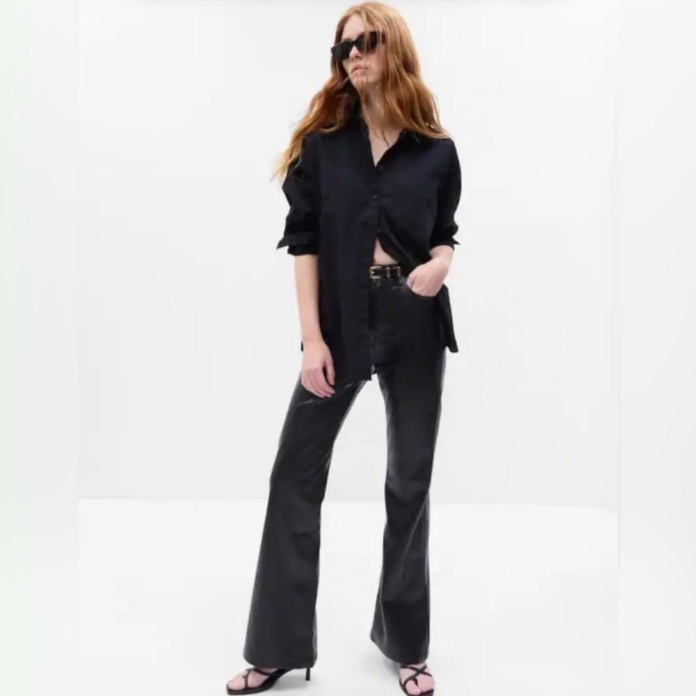 GAP High Rise Flare Vegan-Leather Pants